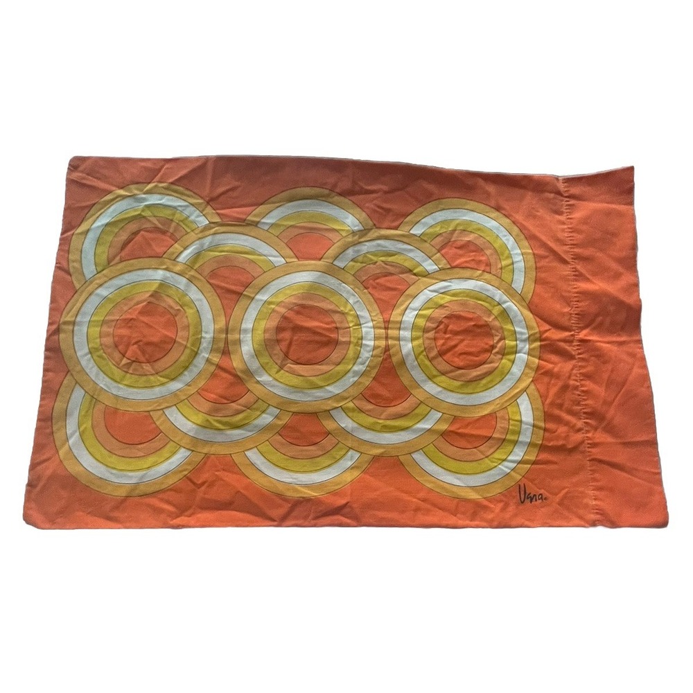1 Vera Mod Orange Circles Standard Pillowcase 70s Groovy Psychedelic VTG